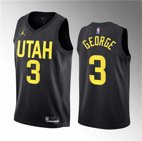 Men%27s Utah Jazz #3 Keyonte George Black 2023 Draft Statement Edition Stitched Basketball Jersey Dzhi